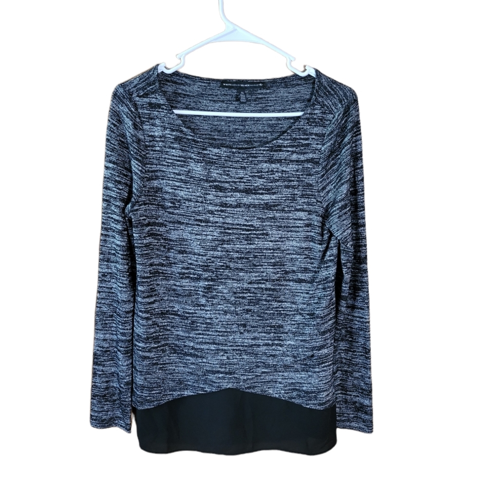 White house black market heathered grey black long sleeve sweater extra small